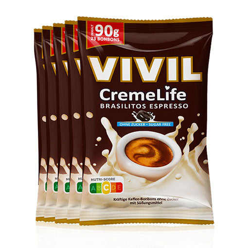 fünf VIVIL Creme Life Brasilitos Bonbonverpackungen