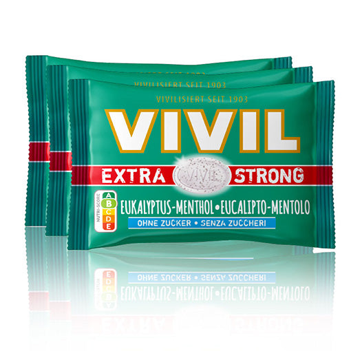 VIVIL Extra Strong Eukalyptus-Menthol Pastillen ohne Zucker | 3er Pack