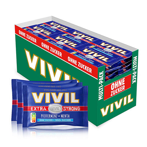 VIVIL Extra Strong Pfefferminz Pastillen ohne Zucker | 26 x 3er Pack
