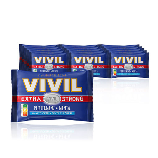 VIVIL Extra Strong Pfefferminz Pastillen ohne Zucker | 5 x 3er Pack