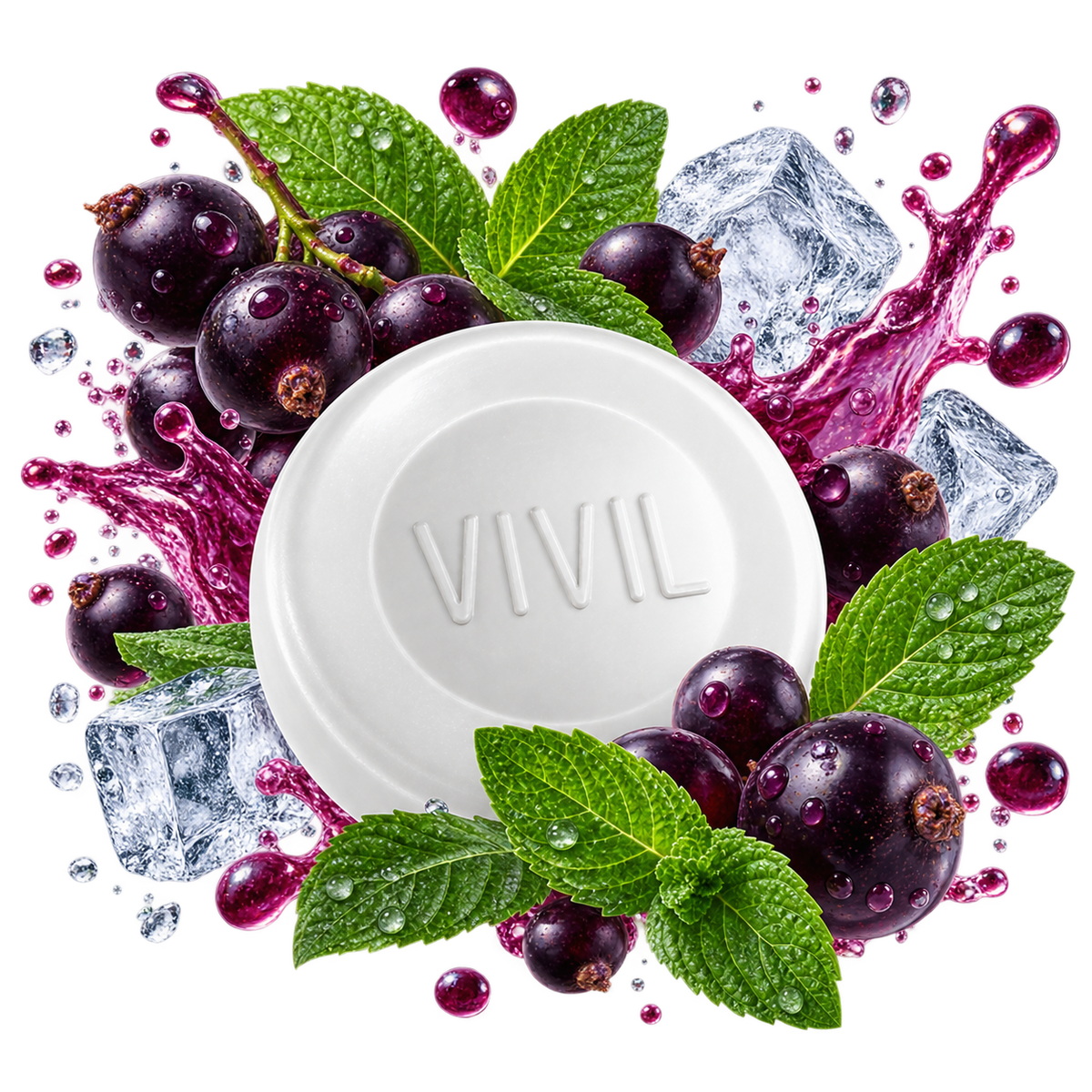 VIVIL Johannisbeere-Minze Pastille mit schwarzen Johannisbeeren und Minze