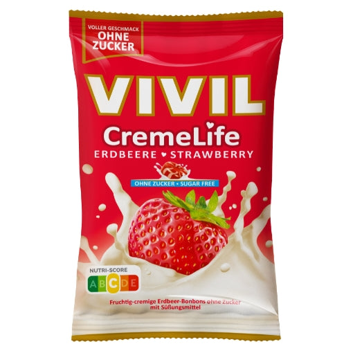 VIVIL Creme Life Erdbeere Sahnebonbons ohne Zucker | 90g