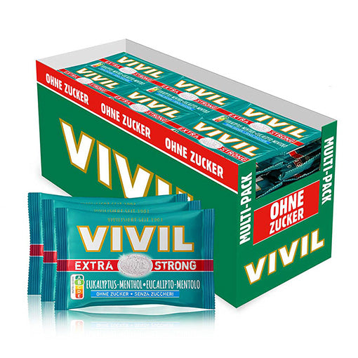 VIVIL Extra Strong Eukalyptus-Menthol Pastillen ohne Zucker | 26 x 3er Pack