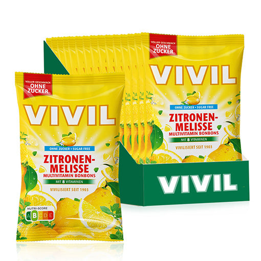 VIVIL Zitronenmelisse Multivitaminbonbons ohne Zucker | 15 Beutel x 120g