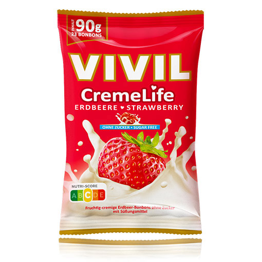 VIVIL Creme Life Erdbeere Bonbonverpackung VIVIL Creme Life Erdbeere Bonbonverpackung