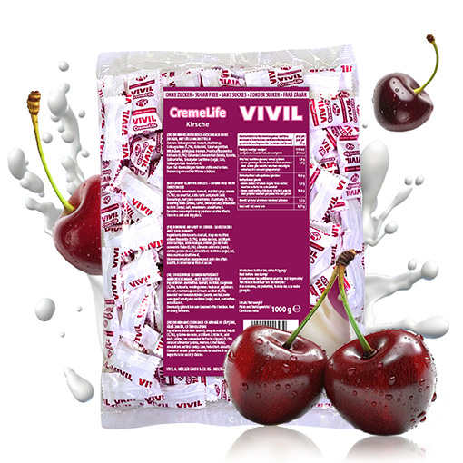 VIVIL Creme Life Kirsche Sahnebonbons ohne Zucker | 1 Kilo