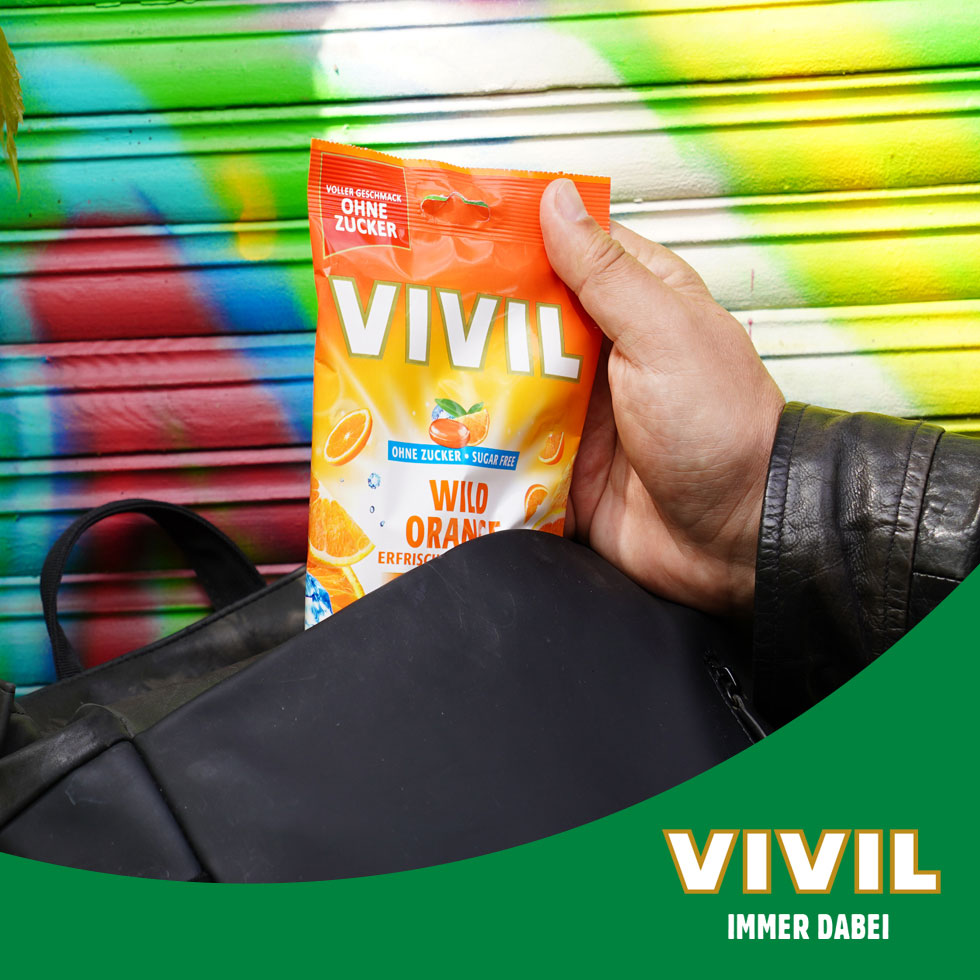 VIVIL Wild Orange Erfrischungsbonbons ohne Zucker | 15 Beutel