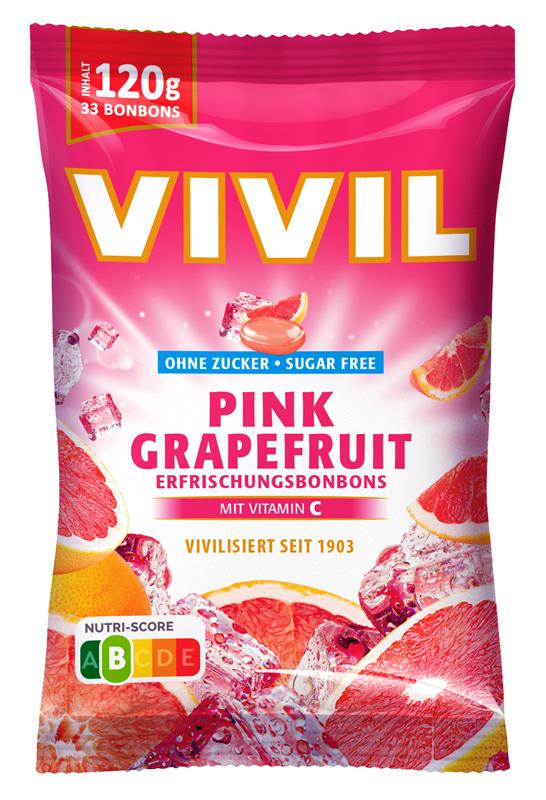 VIVIL Pink Grapefruit Erfrischungsbonbons ohne Zucker | 120g