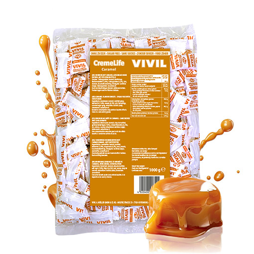 VIVIL Creme Life Caramel Sahnebonbons ohne Zucker | 1 Kilo VIVIL Creme Life Caramel Sahnebonbons ohne Zucker | 1 Kilo