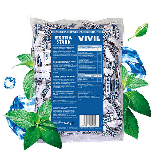 VIVIL Extra Stark Halsbonbons ohne Zucker | 1 Kilo VIVIL Extra Stark Halsbonbons ohne Zucker | 1 Kilo