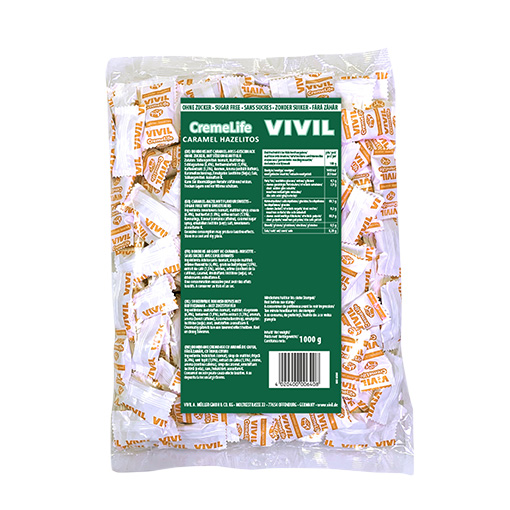 VIVIL Creme Life Hazelitos Sahnebonbons ohne Zucker | 1 Kilo VIVIL Creme Life Hazelitos Sahnebonbons ohne Zucker | 1 Kilo