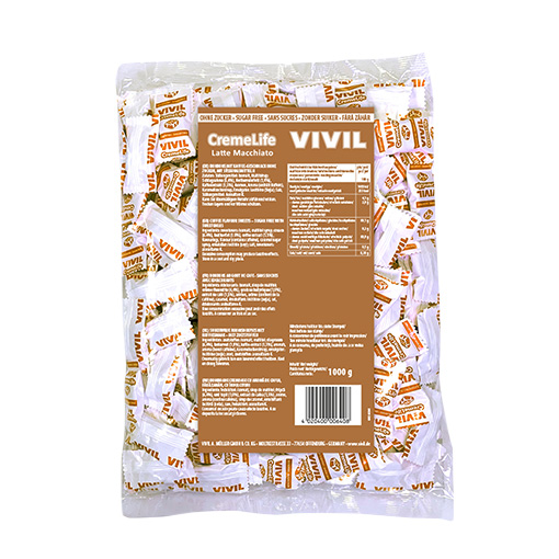 VIVIL Creme Life Latte Macchiato Sahnebonbons ohne Zucker | 1 Kilo VIVIL Creme Life Latte Macchiato Sahnebonbons ohne Zucker | 1 Kilo