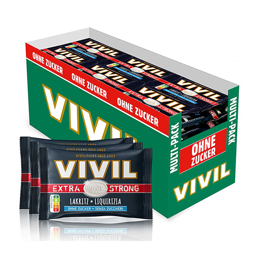 VIVIL Extra Strong Lakritz ohne Zucker | 26 x 3er Pack