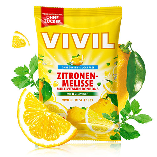VIVIL Zitronenmelisse Multivitaminbonbons ohne Zucker | 15 Beutel