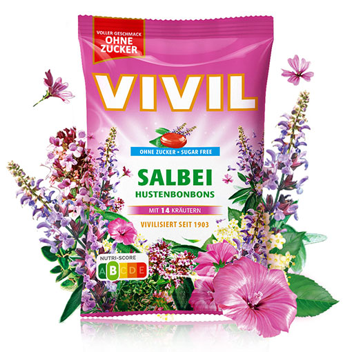 VIVIL Salbei Hustenbonbons ohne Zucker | 120g