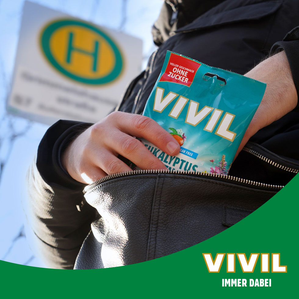 VIVIL Eukalyptus-Menthol Hustenbonbons ohne Zucker | 15 Beutel VIVIL Eukalyptus-Menthol Hustenbonbons ohne Zucker | 15 Beutel