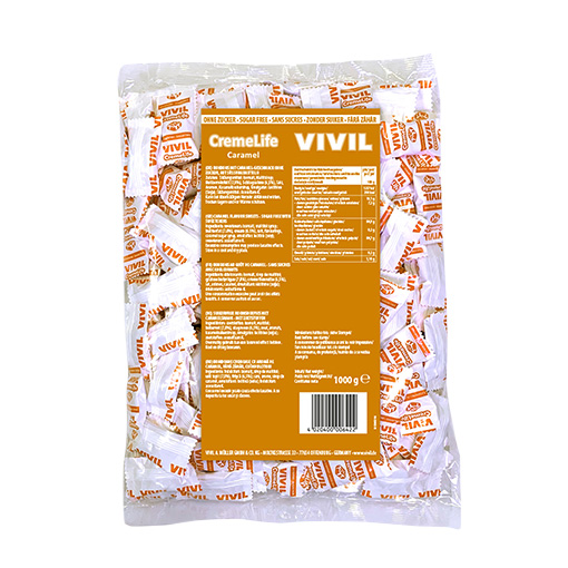 VIVIL Creme Life Caramel Sahnebonbons ohne Zucker | 1 Kilo VIVIL Creme Life Caramel Sahnebonbons ohne Zucker | 1 Kilo