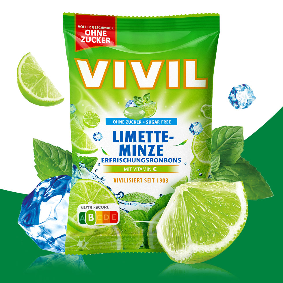 VIVIL Limette-Minze Erfrischungsbonbons ohne Zucker | 15 Beutel VIVIL Limette-Minze Erfrischungsbonbons ohne Zucker | 15 Beutel