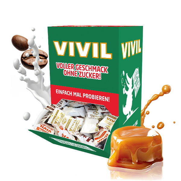 VIVIL Creme Life Kaffee/Karamell Sahnebonbons ohne Zucker | Mischbox VIVIL Creme Life Kaffee/Karamell Sahnebonbons ohne Zucker | Mischbox