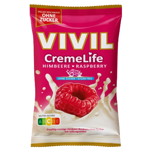VIVIL Creme Life Himbeere Sahnebonbons ohne Zucker | 90g