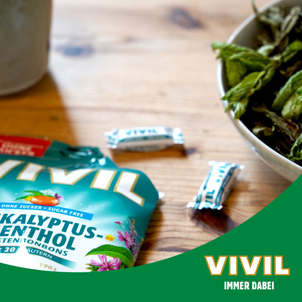 VIVIL Eukalyptus-Menthol Hustenbonbons ohne Zucker | 15 Beutel VIVIL Eukalyptus-Menthol Hustenbonbons ohne Zucker | 15 Beutel