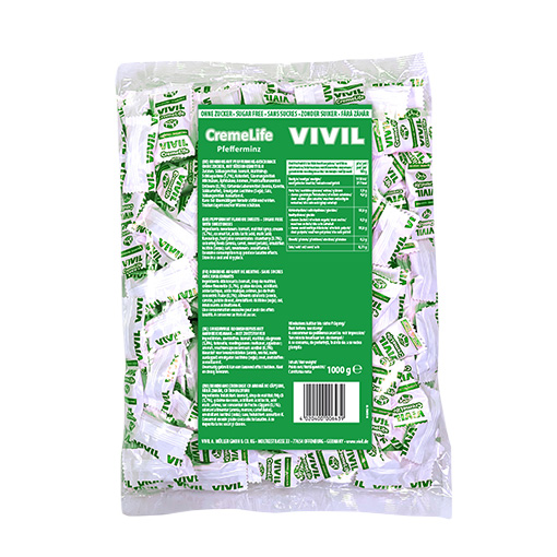 VIVIL Creme Life Pfefferminz Sahnebonbons ohne Zucker | 1 Kilo