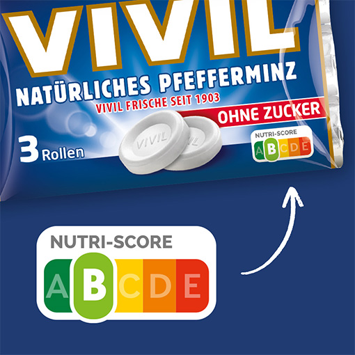 VIVIL Natürliches Pfefferminz Pastillen ohne Zucker | Nutriscore