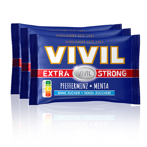 VIVIL Extra Strong Pfefferminz ohne Zucker | 3er Pack