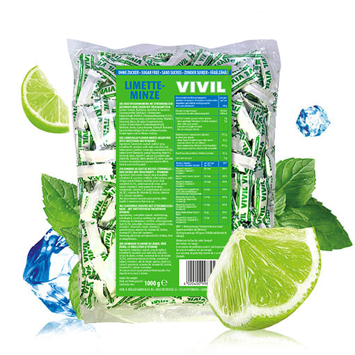 VIVIL Limette-Minze Erfrischungsbonbons ohne Zucker | 1 Kilo