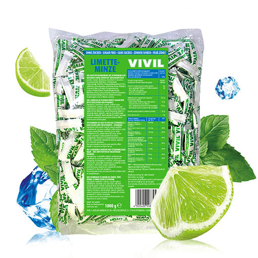 VIVIL Limette-Minze Erfrischungsbonbons ohne Zucker | 1 Kilo VIVIL Limette-Minze Erfrischungsbonbons ohne Zucker | 1 Kilo