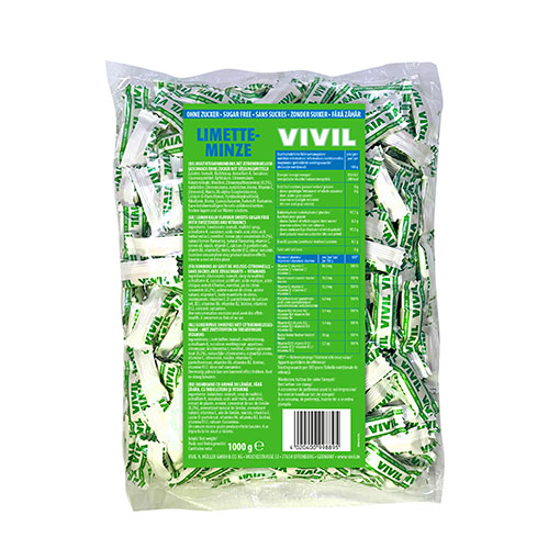 VIVIL Limette-Minze Erfrischungsbonbons ohne Zucker | 1 Kilo VIVIL Limette-Minze Erfrischungsbonbons ohne Zucker | 1 Kilo