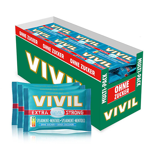 VIVIL Extra Strong Spearmint-Menthol ohne Zucker | 26 x 3er Pack VIVIL Extra Strong Spearmint-Menthol ohne Zucker | 26 x 3er Pack