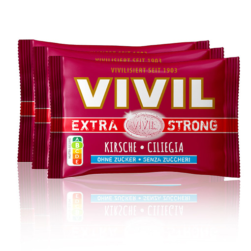 VIVIL Extra Strong Kirsche ohne Zucker | 3er Pack