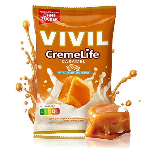 VIVIL Creme Life Caramel Sahnebonbons ohne Zucker | 15 Beutel
