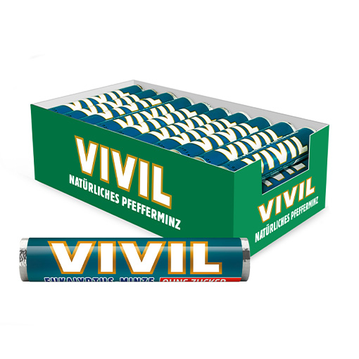 VIVIL Eukalyptus-Minze Pastillen ohne Zucker | 30 x 28g
