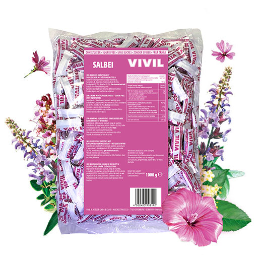 VIVIL Salbei Hustenbonbons ohne Zucker | 1 Kilo VIVIL Salbei Hustenbonbons ohne Zucker | 1 Kilo