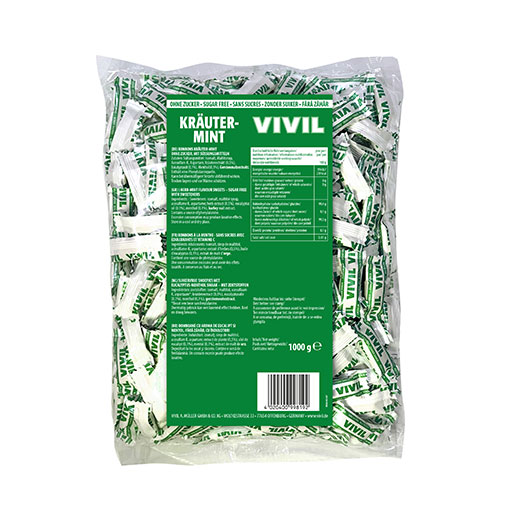 VIVIL Kräuter-Mint Hustenbonbons ohne Zucker | 1 Kilo VIVIL Kräuter-Mint Hustenbonbons ohne Zucker | 1 Kilo