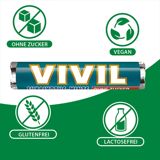 VIVIL Eukalyptus-Minze Pastillen ohne Zucker | 28g VIVIL Eukalyptus-Minze Pastillen ohne Zucker | 28g