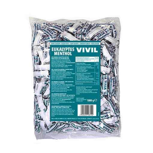 VIVIL Eukalyptus-Menthol Hustenbonbons ohne Zucker | 1 Kilo
