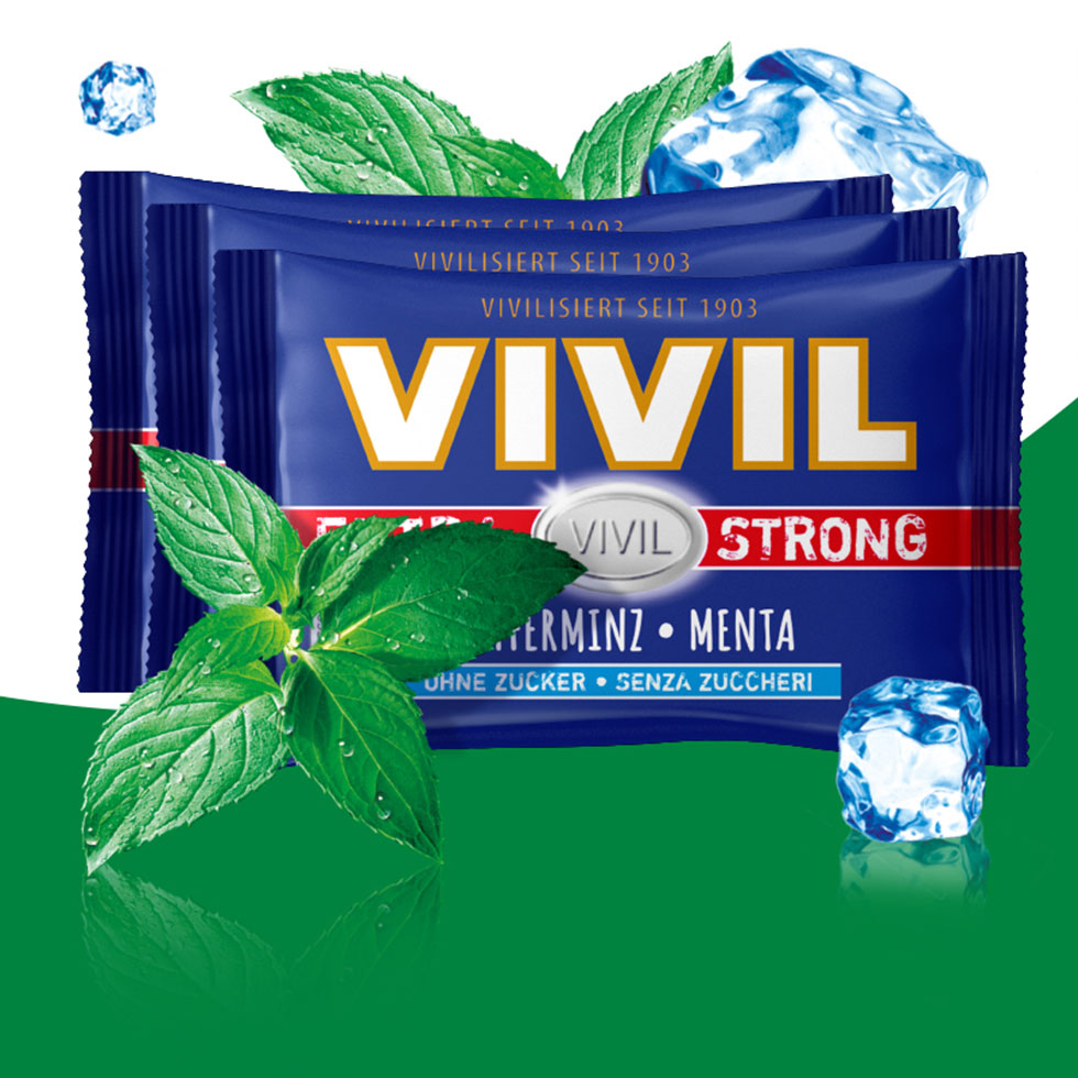 VIVIL Extra Strong Pfefferminz ohne Zucker | 3er Pack VIVIL Extra Strong Pfefferminz ohne Zucker | 3er Pack