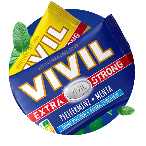 Extra Strong Navigation VIVIL Extra Strong Verpackungen auf blauem Hintergund