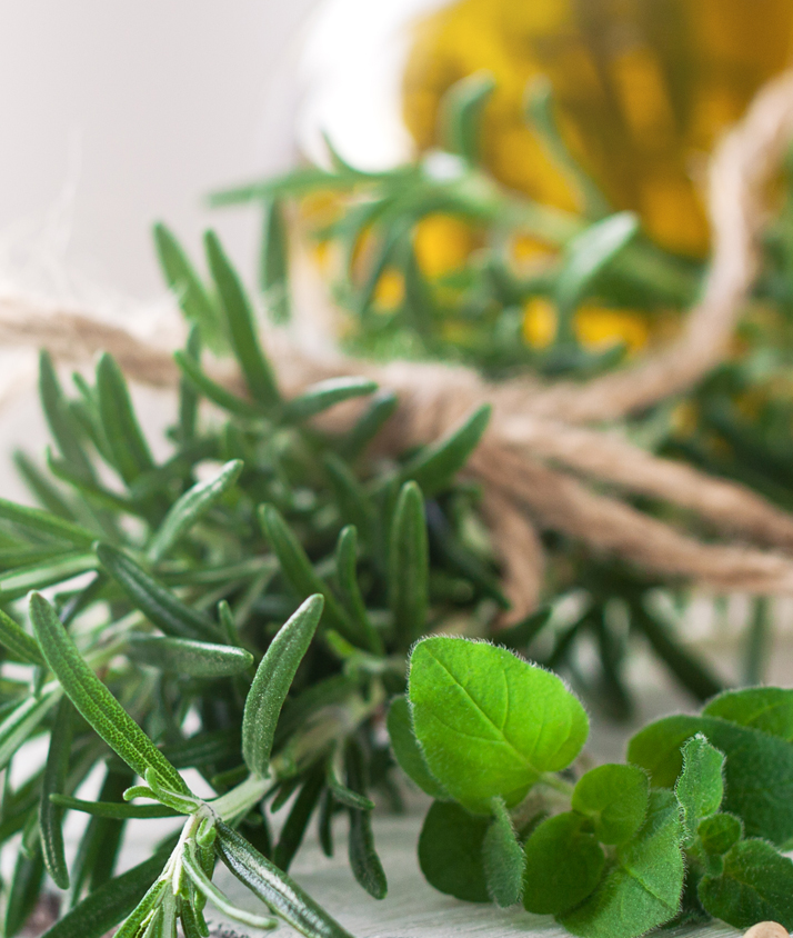 Bild01_Krautergarten_Desktop Rosmarin liegt auf dem Tisch in einem hellen Ambiente