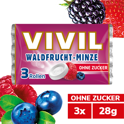 VIVIL Waldfrucht-Minze Pastille ohne Zucker | 3er Pack VIVIL Waldfrucht-Minze Pastille ohne Zucker | 3er Pack