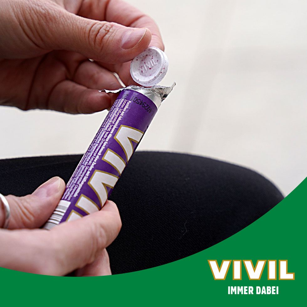 VIVIL Johannisbeere-Minze Pastillen ohne Zucker | 28g VIVIL Johannisbeere-Minze Pastillen ohne Zucker | 28g