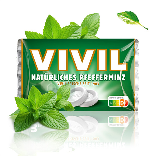 VIVIL Natürliches Pfefferminz Pastillen ohne Zucker | Composing