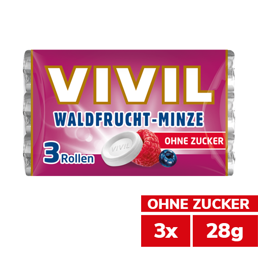 VIVIL Waldfrucht-Minze Pastille ohne Zucker | 3er Pack