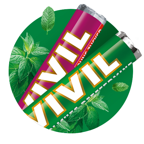 Rollen Navigation VIVIL Rollen Verpackungen auf grünem Hintergund