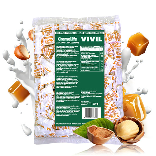 VIVIL Creme Life Hazelitos Sahnebonbons ohne Zucker | 1 Kilo VIVIL Creme Life Hazelitos Sahnebonbons ohne Zucker | 1 Kilo