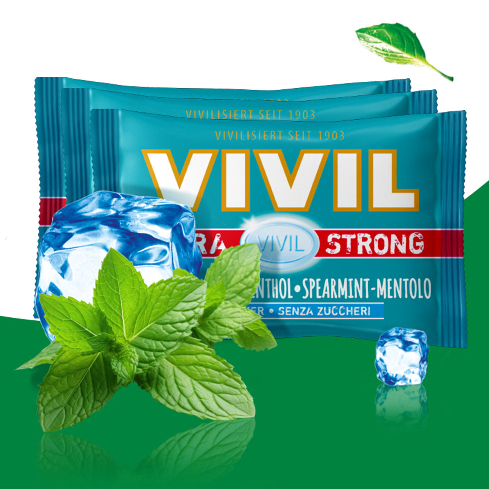 VIVIL Extra Strong Spearmint-Menthol ohne Zucker | 26 x 3er Pack VIVIL Extra Strong Spearmint-Menthol ohne Zucker | 26 x 3er Pack