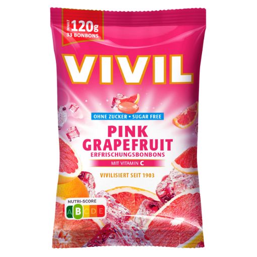 VIVIL Pink Grapefruit Erfrischungsbonbons ohne Zucker | 120g